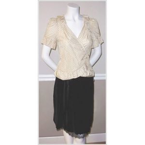 Rebecca Taylor Velvet Skirt with Lace Trim